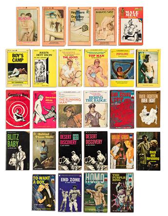 ASSORTED AUTHORS, PUBLISHERS & ILLUSTRATORS. Gay Erotica and Pornography: Small Archive Pulp Novels and Other Material, 1960s-80s.